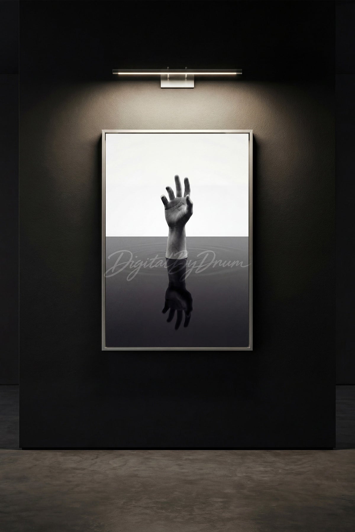 Emergence I monochrome artwork displayed as a large framed fine-art print